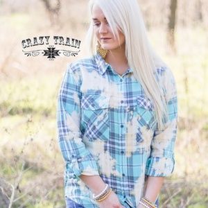 Crazy Train Acid Wash Flannel Bleach Babe